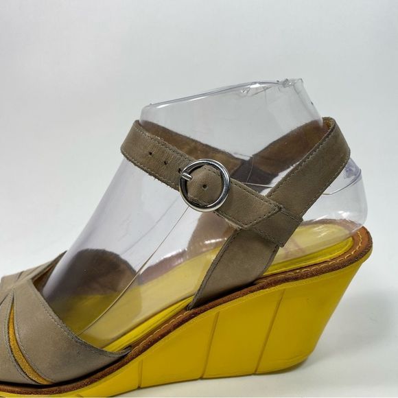 Camper Women's Filippa Gray Leather Open Toe Wedge Sandals Size 7 - Picture 6 of 11